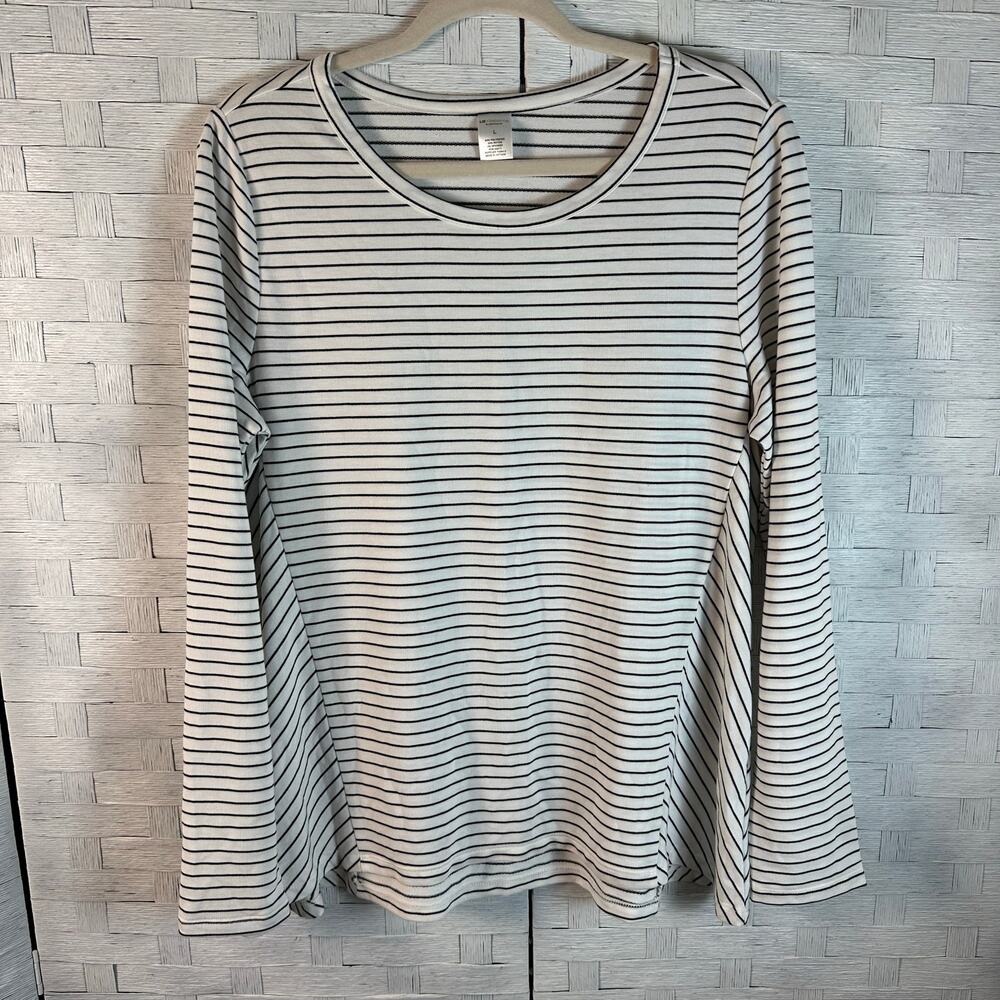 Liz Claiborne, swoop neck, striped‎ lightweight sweatshirt, cozy, soft top